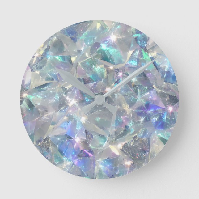 Quartz Crystal Sparkly Pattern  Round Clock (Front)