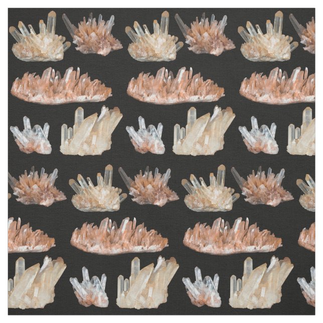 Quartz crystals gemstone rocks geology picture fabric (Swatch)