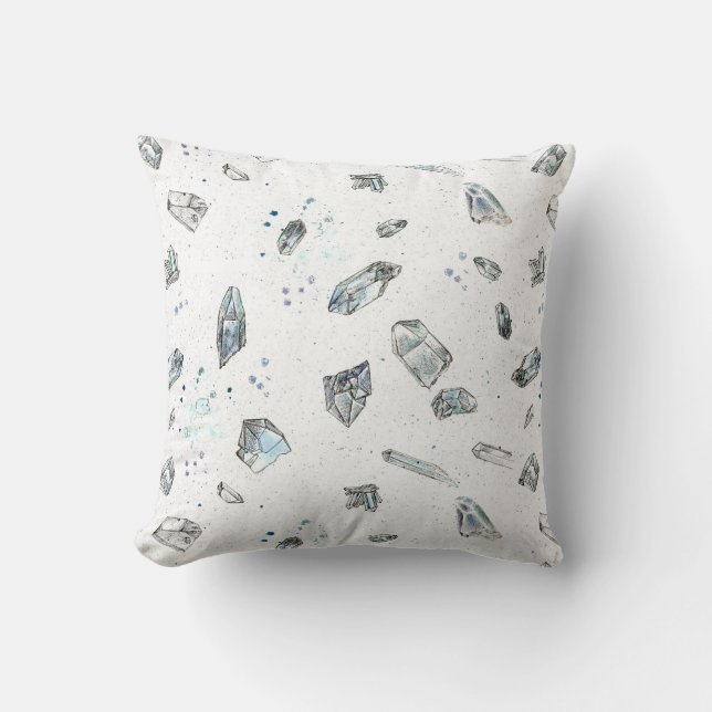 Quartz Crystals Rocks Geology Illustration Cushion (Front)