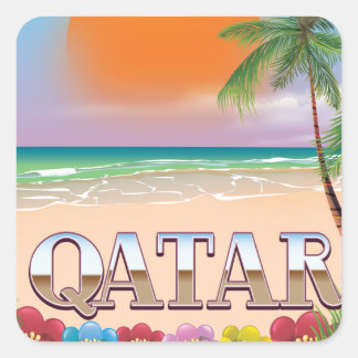Quatar travel poster square sticker