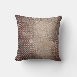 Quatrefoil Art Deco Silver Brown Noir Glam Cushion