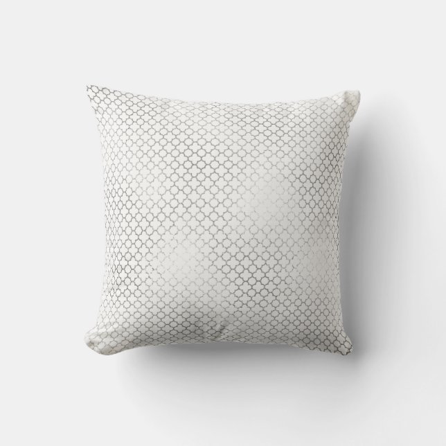 Quatrefoil Art Deco White Delicate Geometric Glam Cushion (Front)