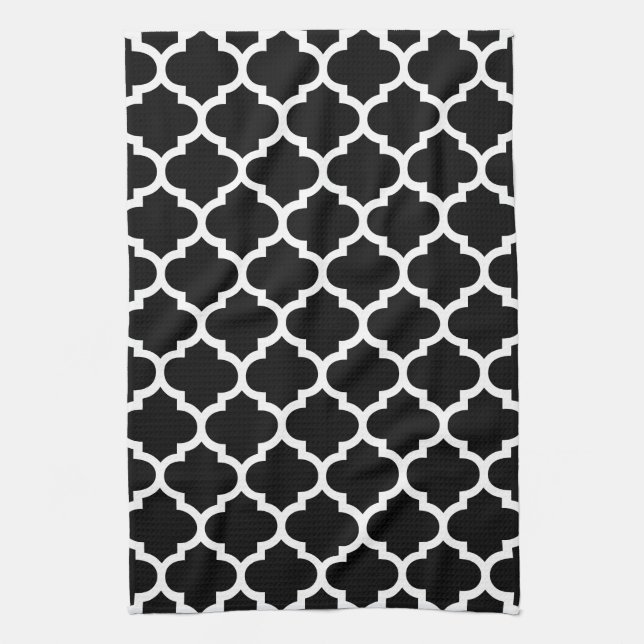Quatrefoil Black and White Kitchen Towels (Vertical)