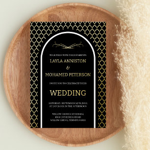 Quatrefoil Black Gold Wedding Morrocan Modern