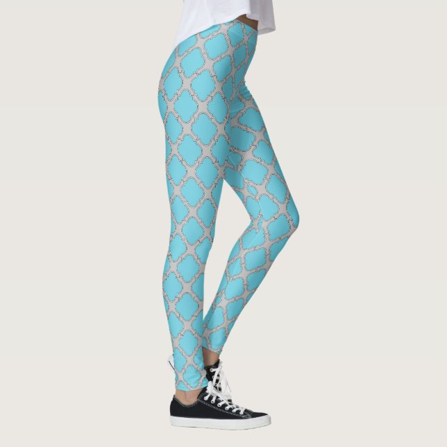Quatrefoil blue and grey leggings (Right)