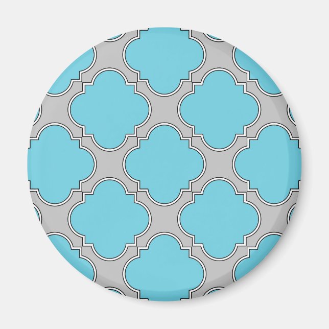 Quatrefoil blue and grey magnet (Front)