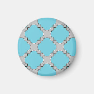 Quatrefoil blue and grey magnet