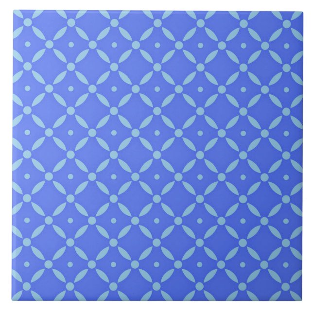 Quatrefoil Blue Design Ceramic Tile (Front)