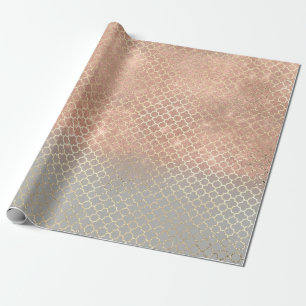 Quatrefoil Bride 16th Rose Gold Blush Bridal Grey Wrapping Paper