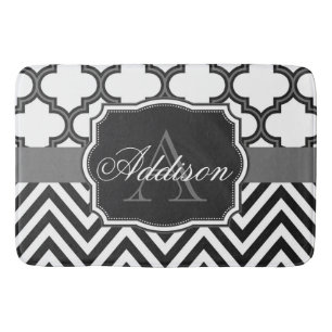 Quatrefoil Chevron Monogram Bath Mat