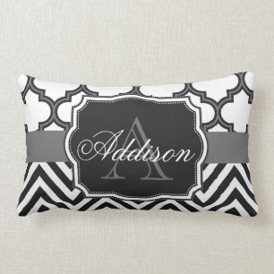 Quatrefoil Chevron Monogram Lumbar Cushion