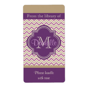 Quatrefoil Chevron Trendy Orchid Purple Book Plate