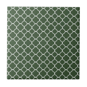 Quatrefoil Clover Pattern: Hunter Green Ceramic Tile