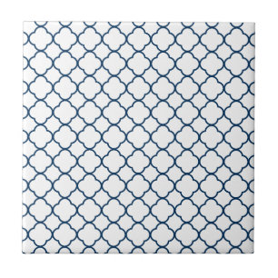 Quatrefoil Clover Pattern: Navy Blue Ceramic Tile