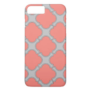 Quatrefoil coral and grey iPhone 8 plus/7 plus case