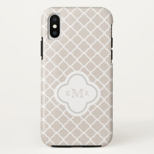 Quatrefoil Cream Latte Pattern Stylish Monogram iPhone X Case