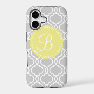Quatrefoil Custom Monogram in Grey and Yellow