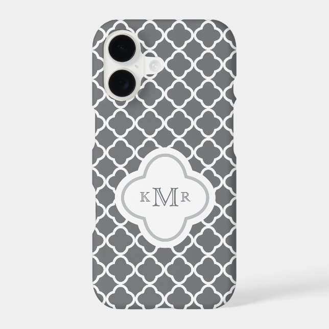 Quatrefoil Dark Grey Chic Pattern Stylish Monogram (Back)