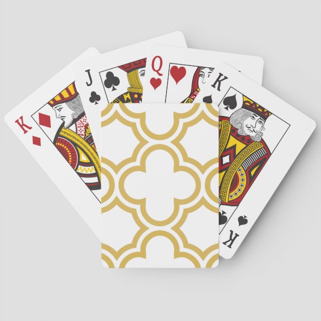 Quatrefoil design in gold playing cards (Back)
