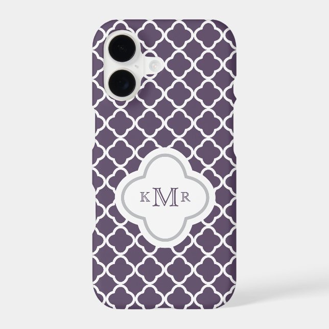 Quatrefoil Eggplant Chic Pattern Stylish Monogram (Back)