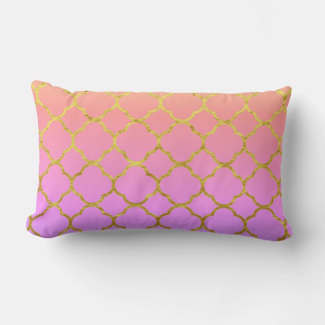 Quatrefoil Foil Pattern Rose Gold Pink Purple 2020 Lumbar Cushion (Front)