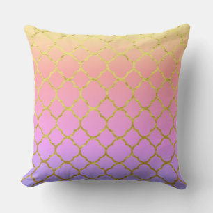 Quatrefoil Foil Patterns Rose Gold Pink Ombre 2020 Cushion