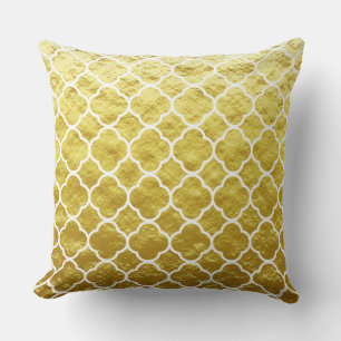 Quatrefoil Gold Foil Lattice Patterns Sparkly Cool Cushion