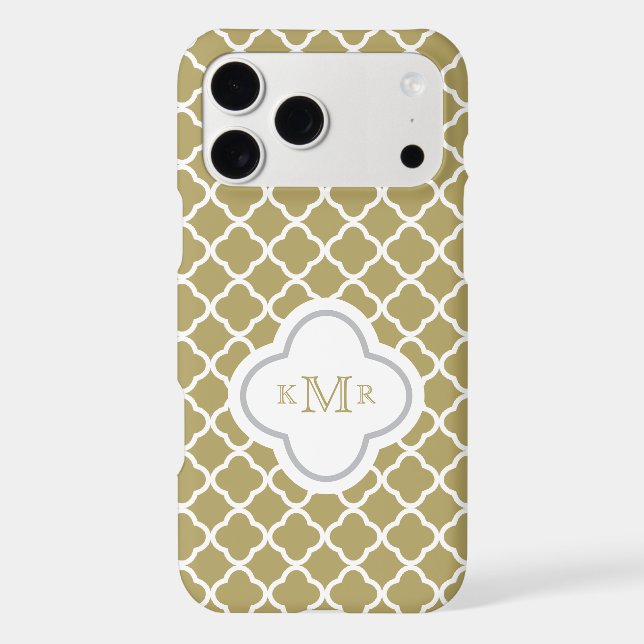 Quatrefoil Gold White Pattern Stylish Monogram (Back)
