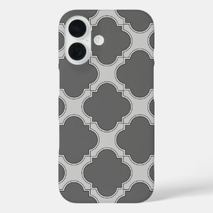 Quatrefoil in shades of grey iPhone 16 case