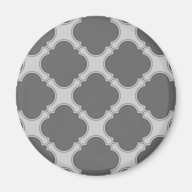 Quatrefoil in shades of grey magnet (Front)