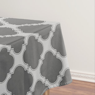 Quatrefoil in shades of grey tablecloth
