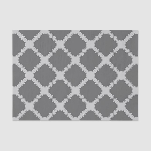 Quatrefoil in shades of grey tissue paper (Front)