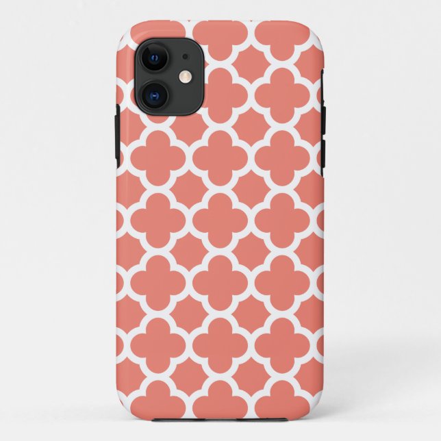 Quatrefoil iPhone 5/5S Case in Coral (Back)