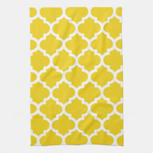 Quatrefoil Lemon Yellow Kitchen Towels