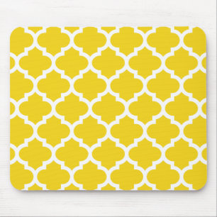 Quatrefoil Lemon Yellow Mouse Pad