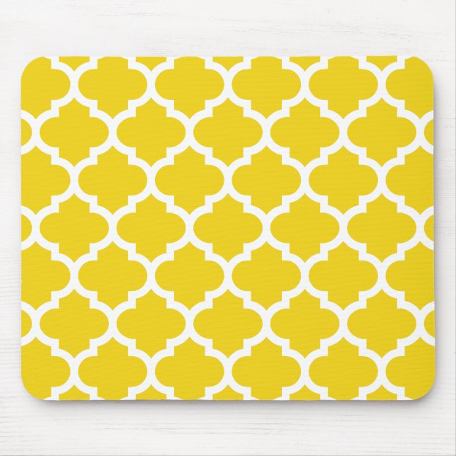 Quatrefoil Lemon Yellow Mouse Pad (Front)