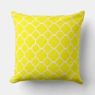 Quatrefoil Lemon Yellow White Home Decor Cute Cushion