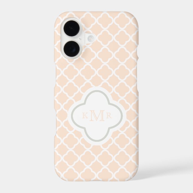 Quatrefoil Light Peach Pattern Stylish Monogram (Back)