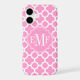 Quatrefoil Light Pink and White Pattern Monogram