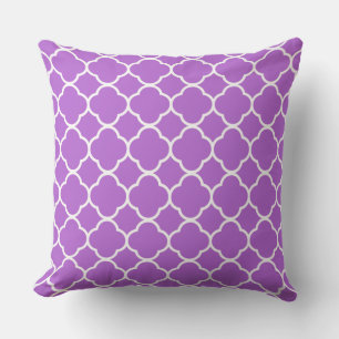 Quatrefoil Lilac Purple White Lattice Cool Cotton Cushion