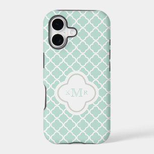 Quatrefoil Mint White Pattern Stylish Monogram