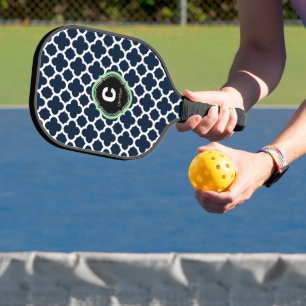 Quatrefoil Monogram Name Pickleball Paddle