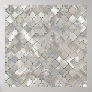 Quatrefoil Moroccan Pattern Mother of Pearl Poster
