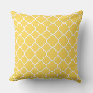 Quatrefoil Mustard Yellow Home Decor Trendy Cotton Cushion