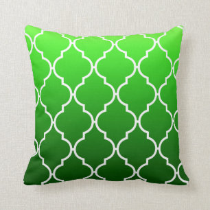 Quatrefoil Ombre Geometric emerald Cushion