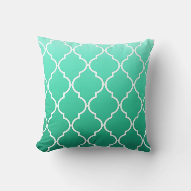 Quatrefoil Ombre Geometric | mint Cushion (Front)