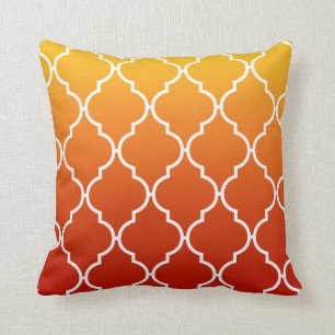 Quatrefoil Ombre Geometric sunset orange Cushion