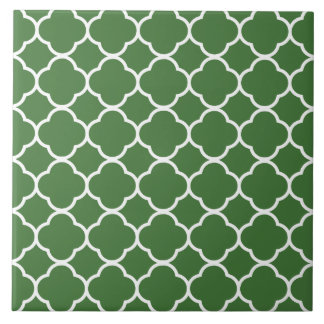 Quatrefoil Pattern Green Ceramic Tile