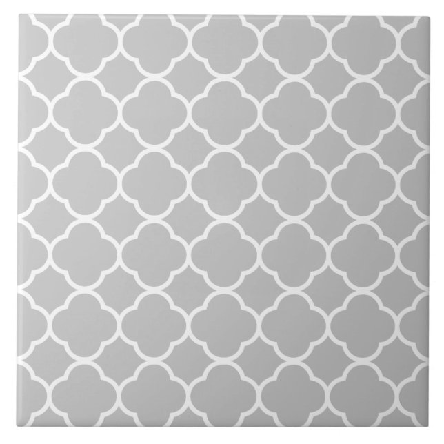 Quatrefoil Pattern Grey Ceramic Tile (Front)