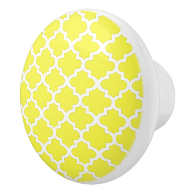 Quatrefoil Pattern In Citrus Yellow Ceramic Knob (Right)